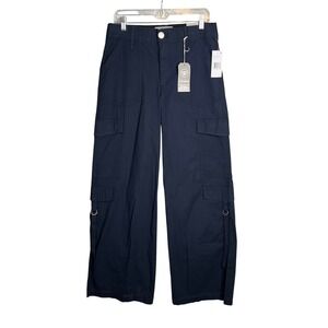 Wit & Wisdom Ab Solution Skyris Wide Leg Cargo Pant Size 8 Navy NWT